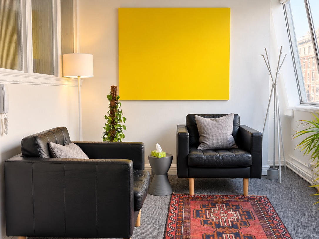 The quiet TalkWise counselling room in Manchester city centre