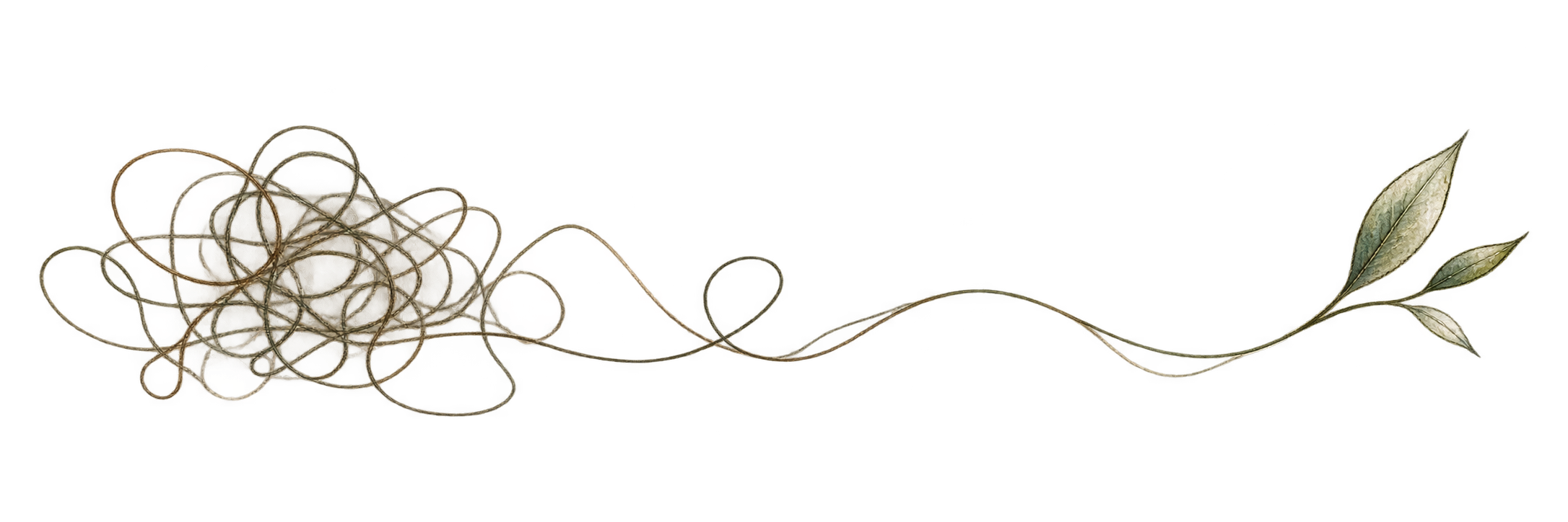 A tangled thread gradually becoming a living branch