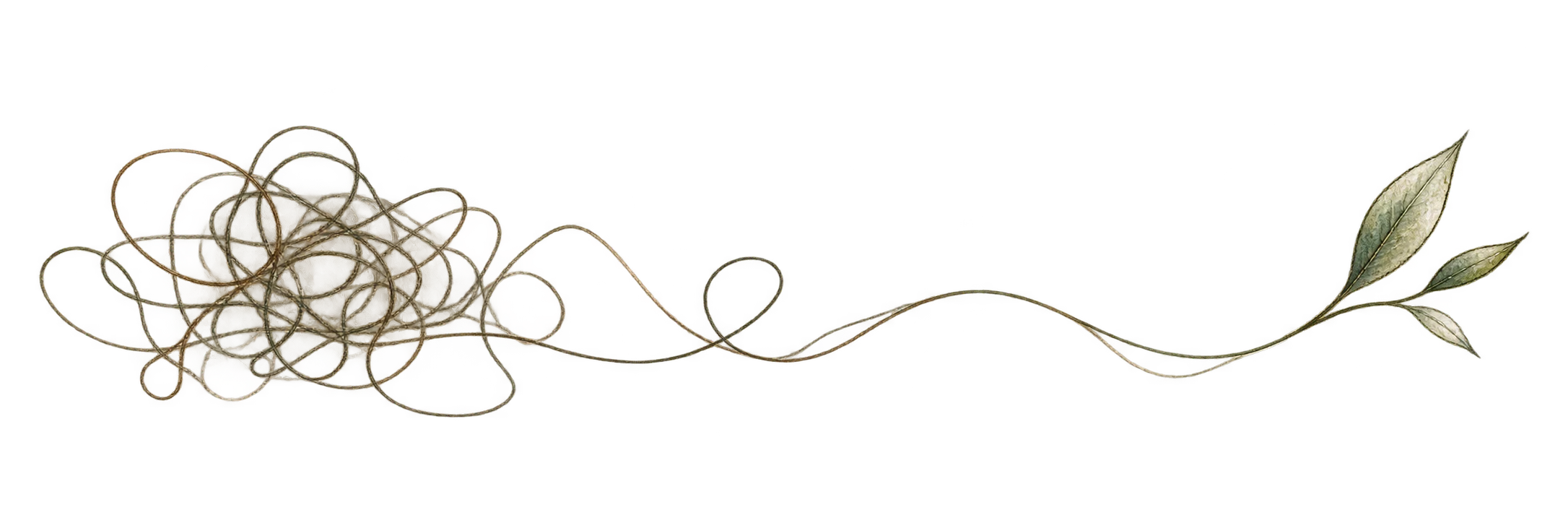A tangled thread gradually becoming a living branch